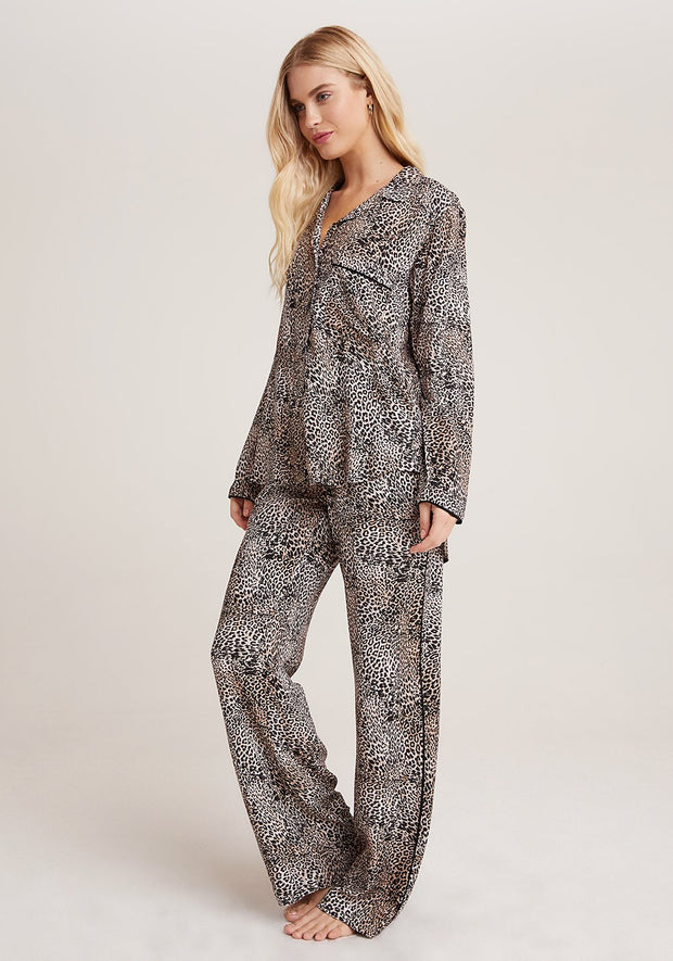 Bella Dahl - Sleep Shirt + Wide Leg Pant Set in Golden Leopard
