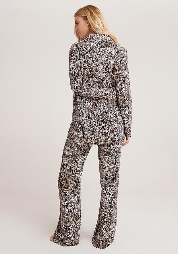 Bella Dahl - Sleep Shirt + Wide Leg Pant Set in Golden Leopard