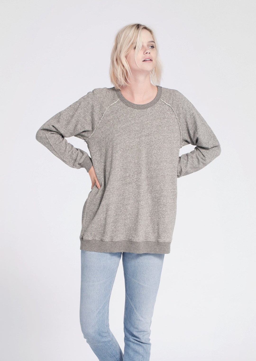 WILT- Raw Hem Raglan Tunic Sweatshirt
