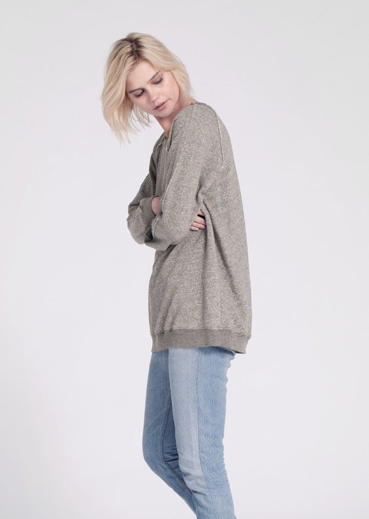 WILT- Raw Hem Raglan Tunic Sweatshirt