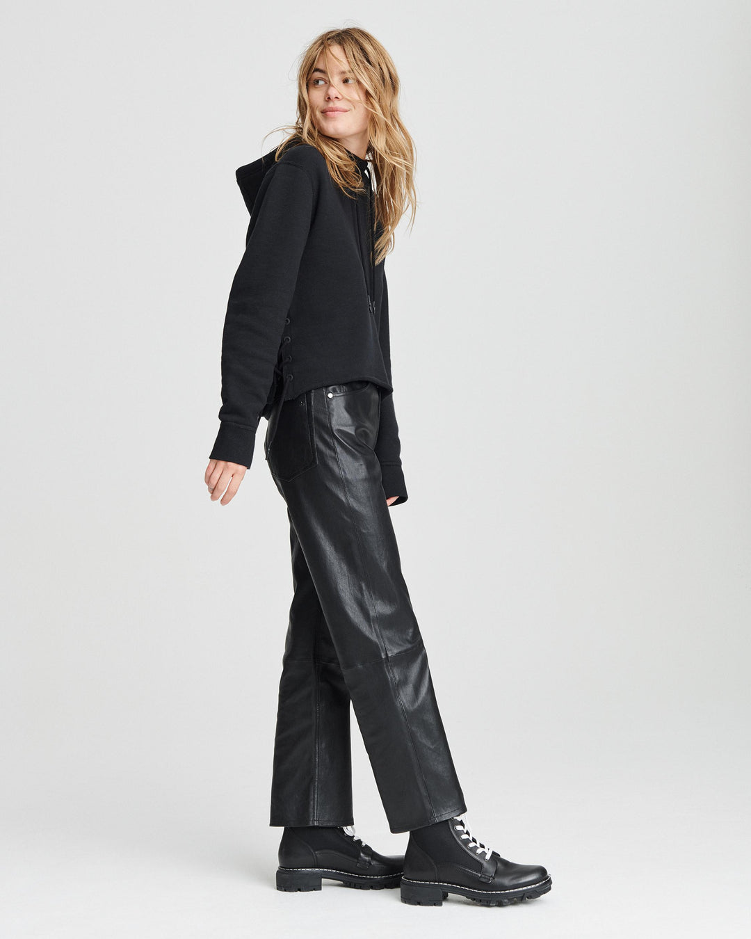 Rag & Bone - Amelia Lace Up Hoodie in Black