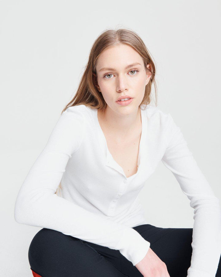 Rag & Bone - The Rib Henley Tee in White