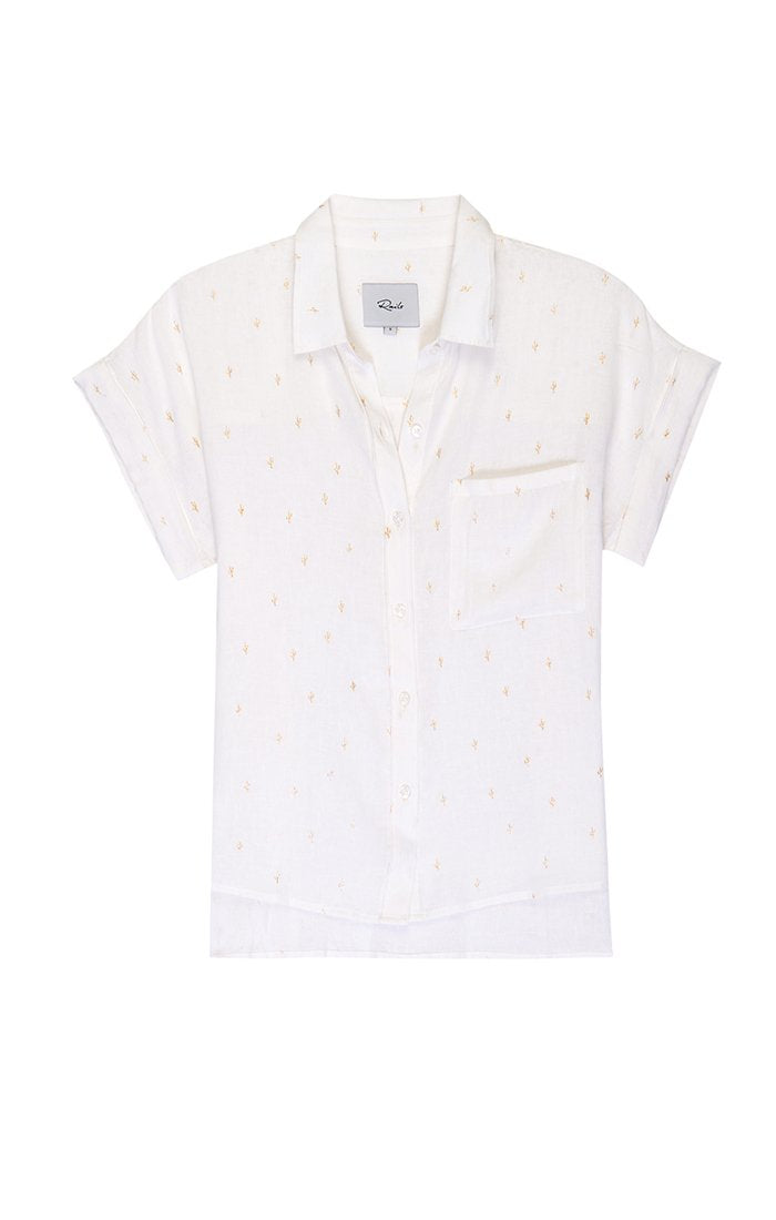 RAILS - Whitney Short Sleeve Shirt in White Golden Cactus