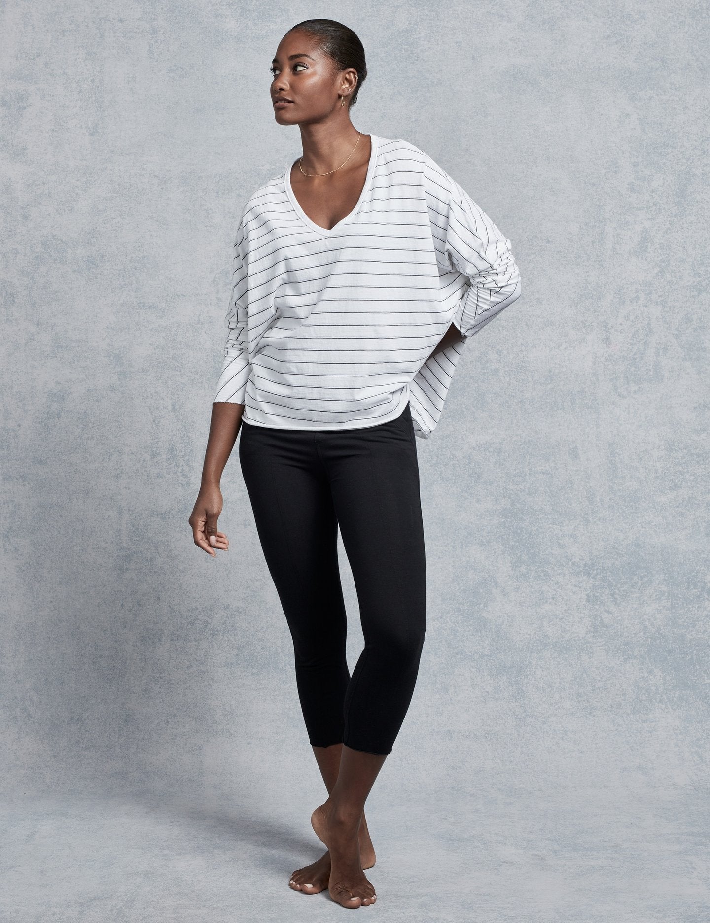 Frank & Eileen - Deep V-Neck Tee in White/DarkGrey
