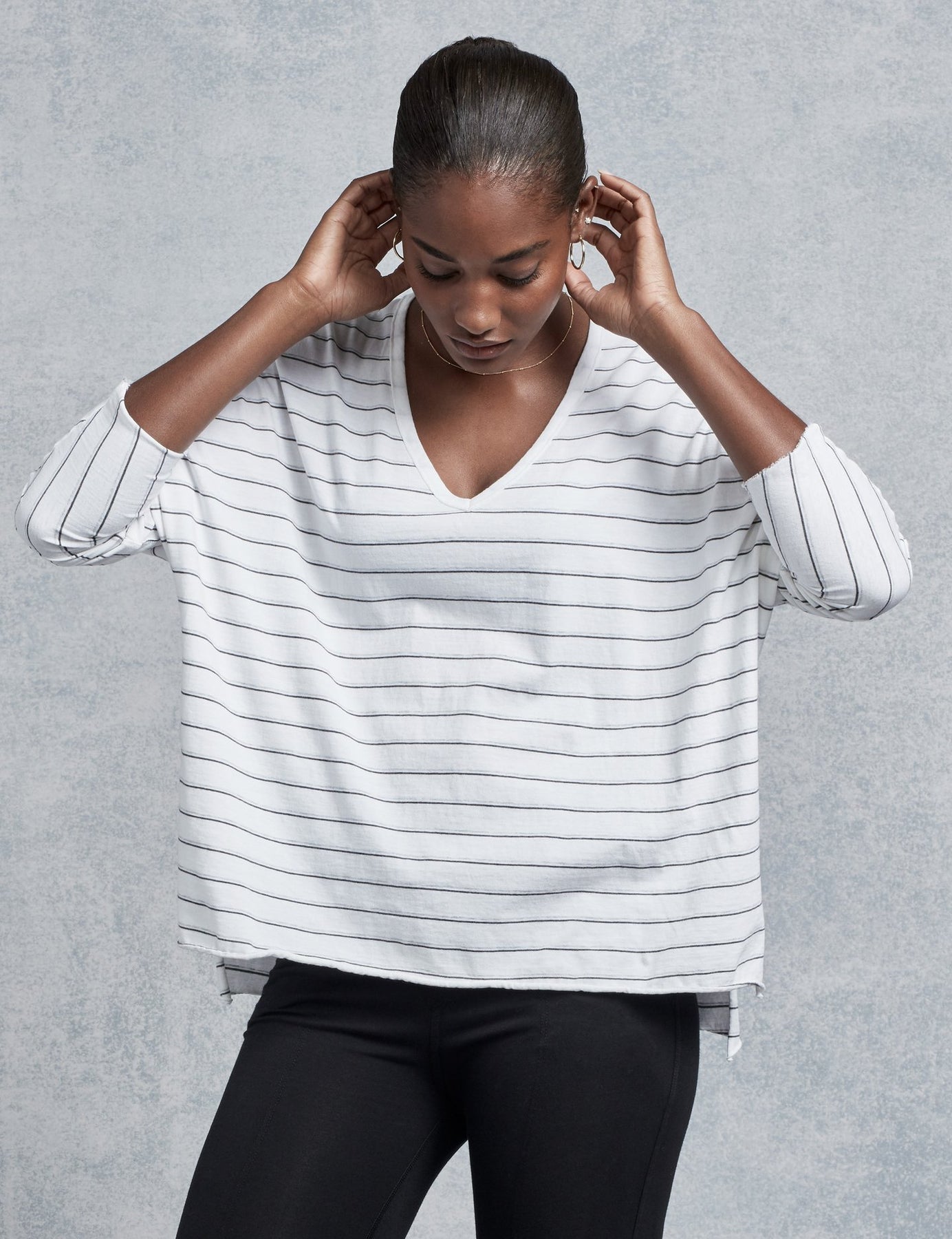 Frank & Eileen - Deep V-Neck Tee in White/DarkGrey