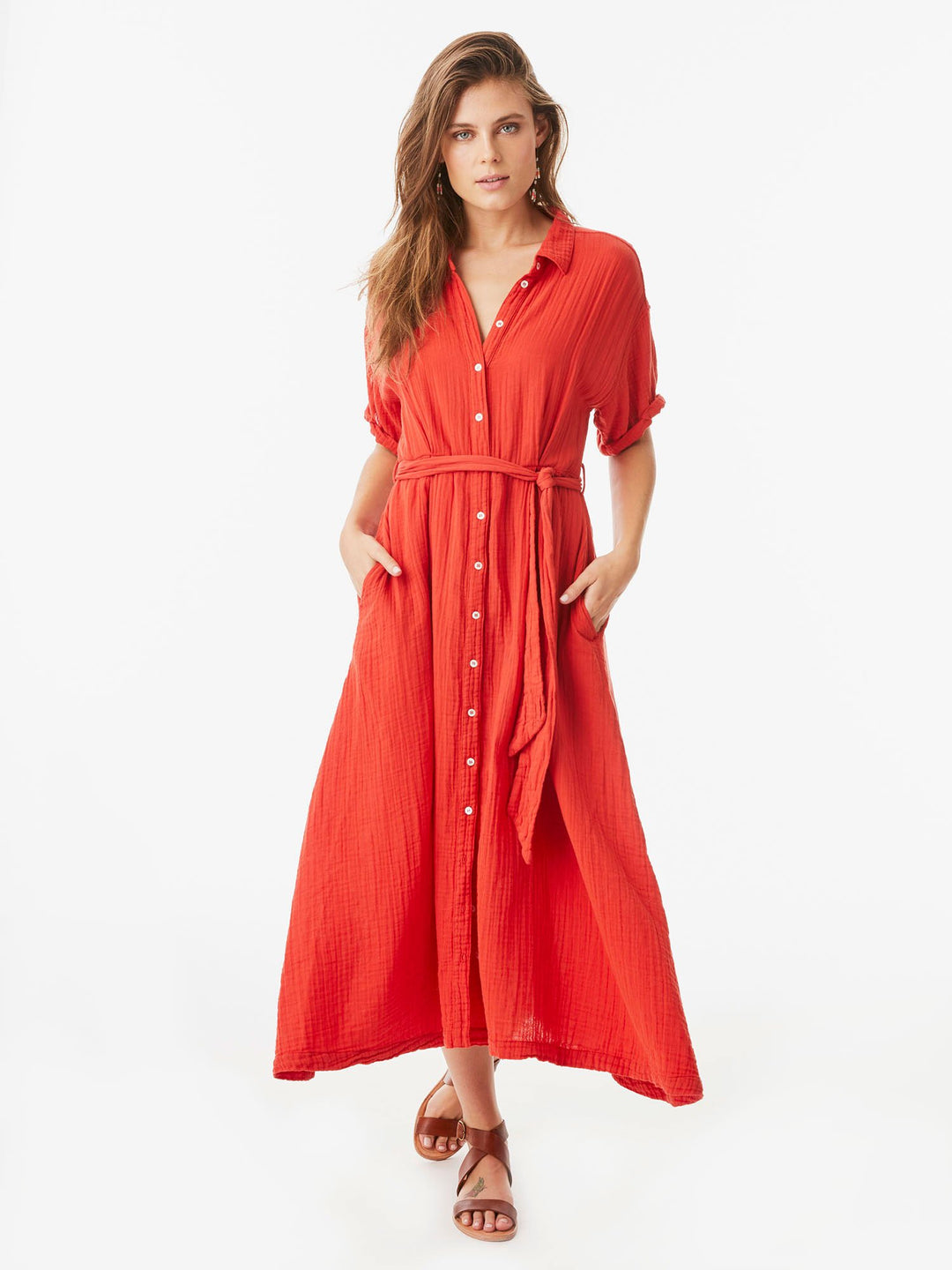 xirena red dress Red Flash Bardot Dress X-Large / Red Flash
