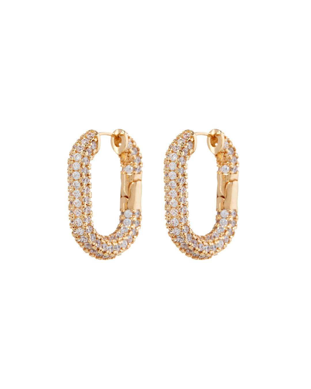LUV AJ - XL Pave Chain Link Hoops in Gold