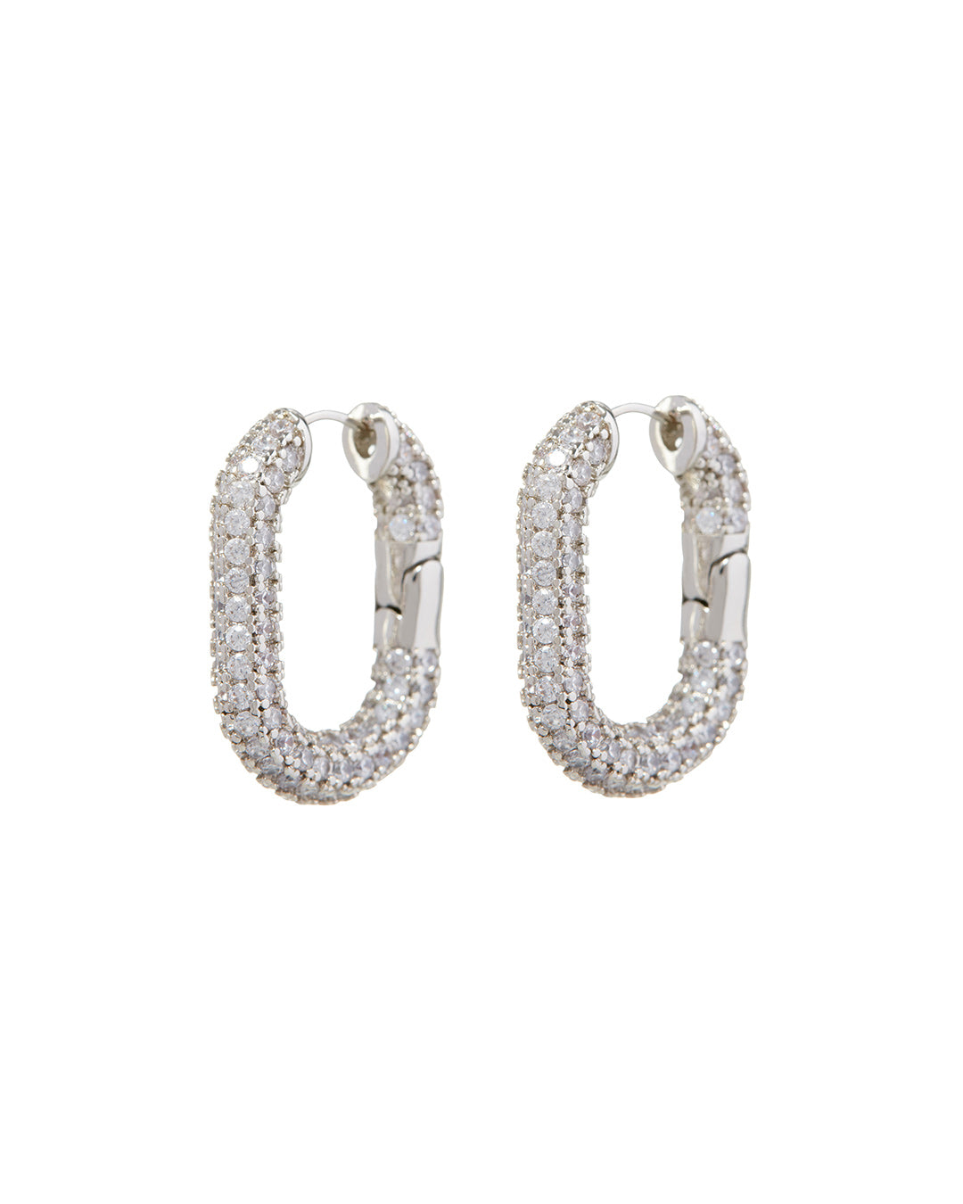 LUV AJ - XL Pave Chain Link Hoops in Silver