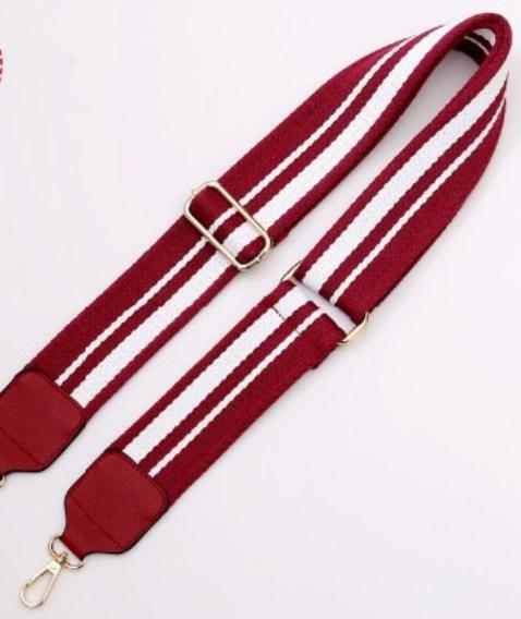 Clearly Handbags - Maroon Stripe Strap in Maroon/White