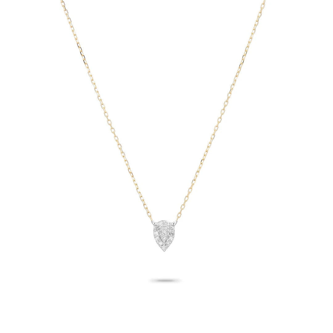 Adina - Super Tiny Solid Pave Teardrop Necklace in Y14k