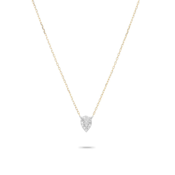Adina - Super Tiny Solid Pave Teardrop Necklace in Y14k