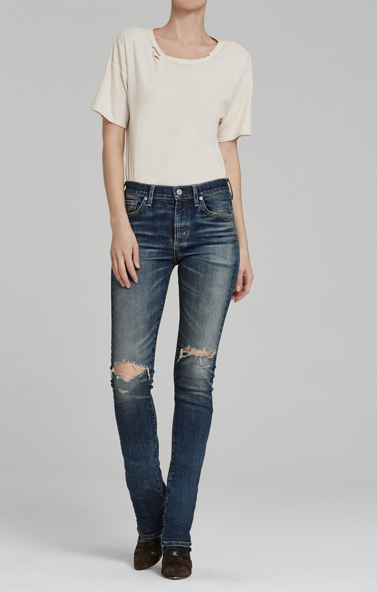Citizens of Humanity Agnes Long Midrise Slim Straight at Blond Genius - 4
