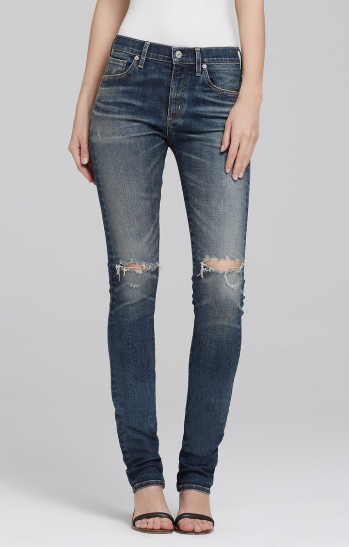 Citizens of Humanity Agnes Long Midrise Slim Straight at Blond Genius - 1