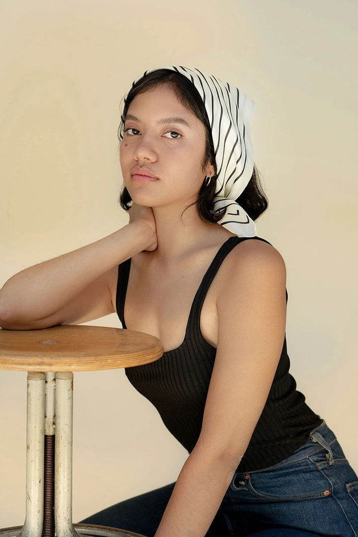 Manner Market - The Agnes Silk Bandana in White