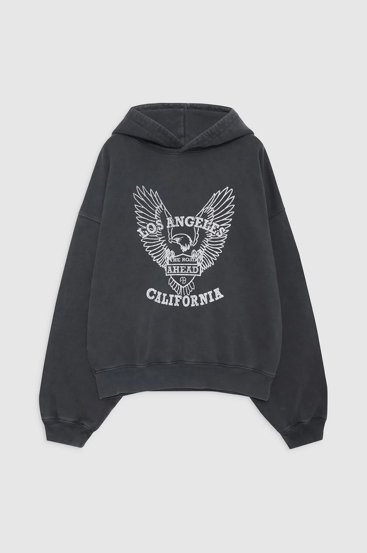 Anine Bing - Alec Hoodie White Eagle in Washed Black