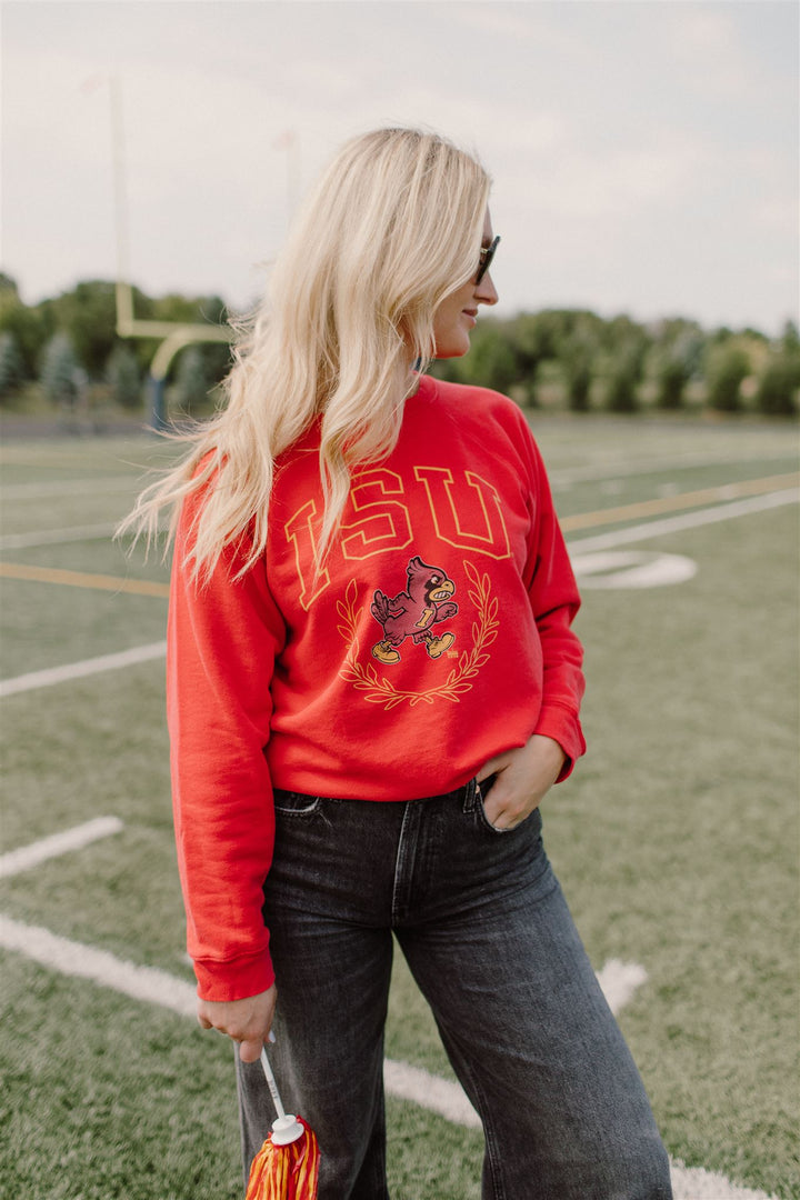 Retro Sport x Blond Genius - Iowa State 'ISU' Crewneck Sweatshirt in Vintage Cardinal