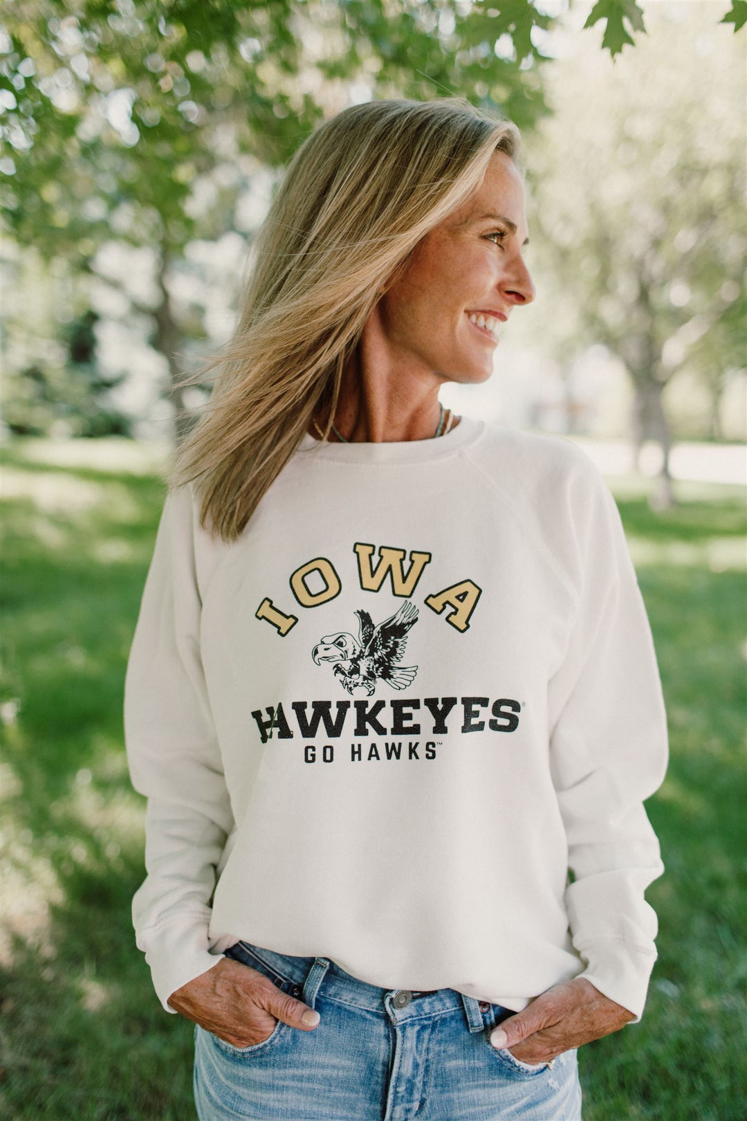 Retro Sport x Blond Genius - Iowa Hawkeyes Crewneck Sweatshirt in Antique White