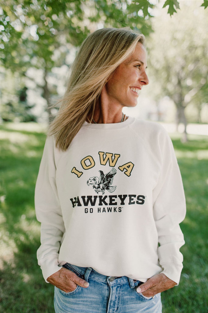 Retro Sport x Blond Genius - Iowa Hawkeyes Crewneck Sweatshirt in Antique White