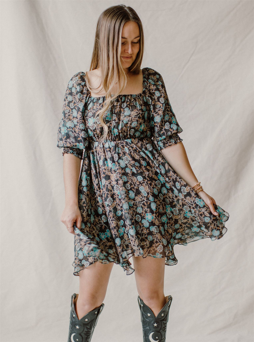 Misa - Ellie Dress in Goldleaf Floral S Misa - Ellie Dress in Goldleaf Floral S