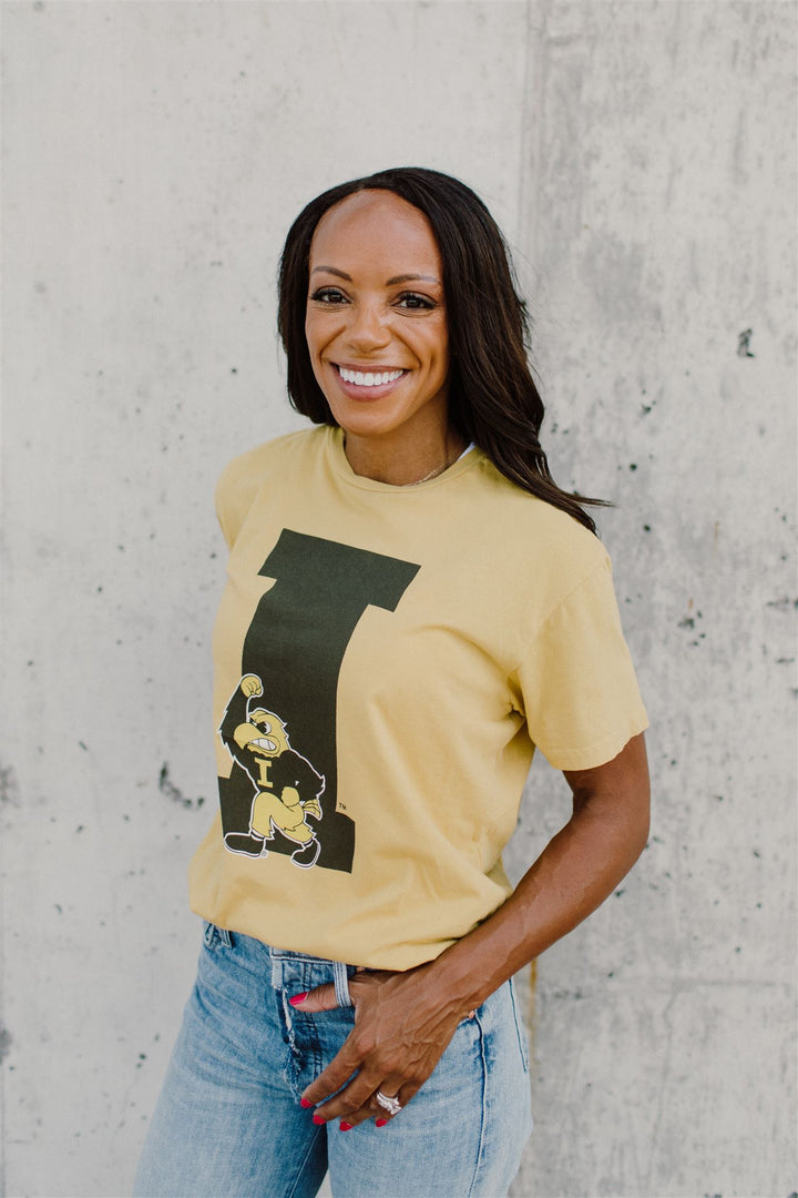 Retro Sport - University of Iowa 'I' Tee in Gold