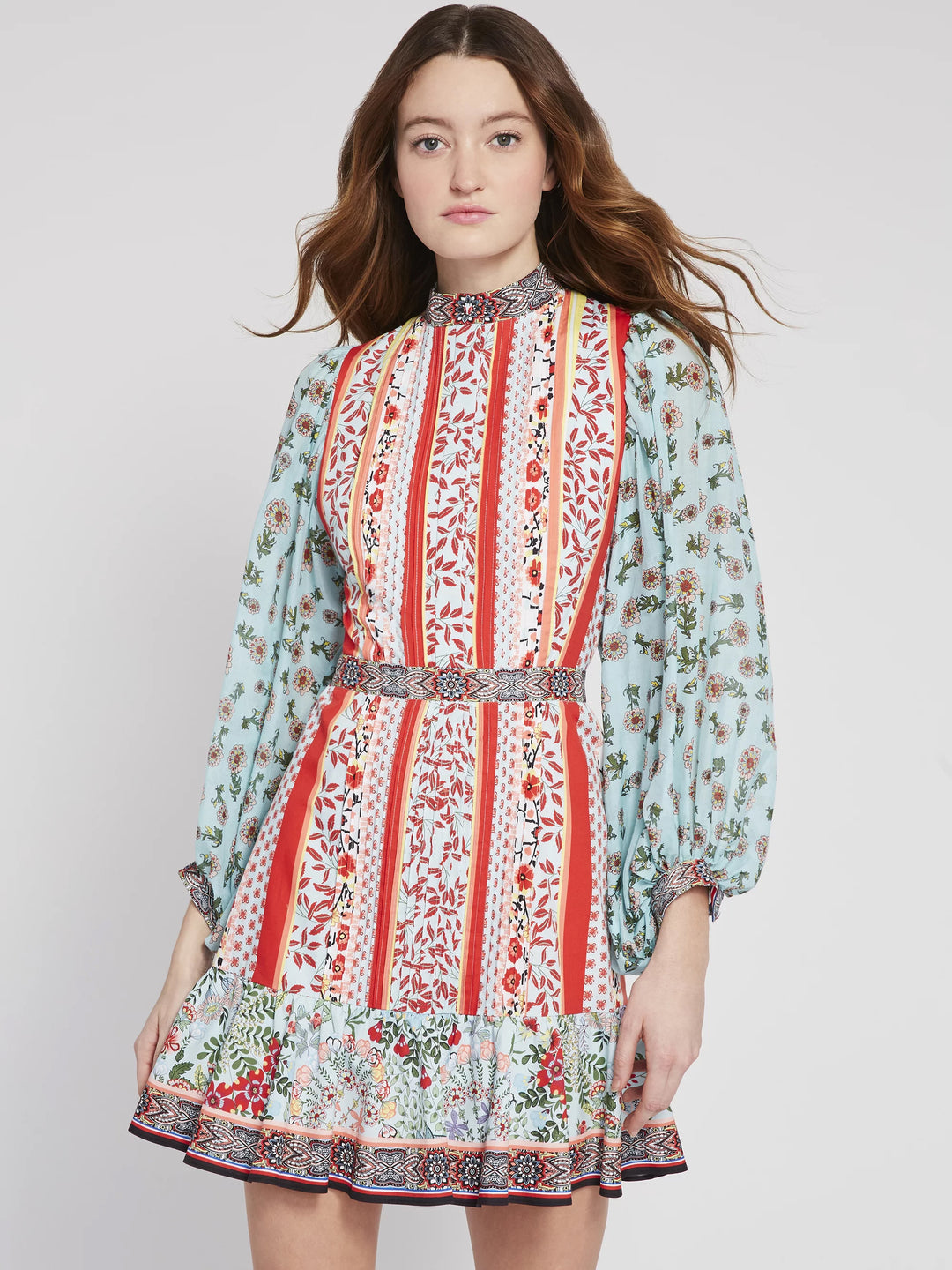 Alice & Olivia - Raya Mandarin Collar Dress in Paloma Default