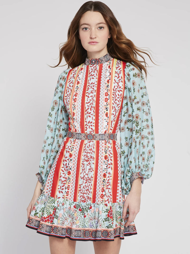 Alice & Olivia - Raya Mandarin Collar Dress in Paloma Default