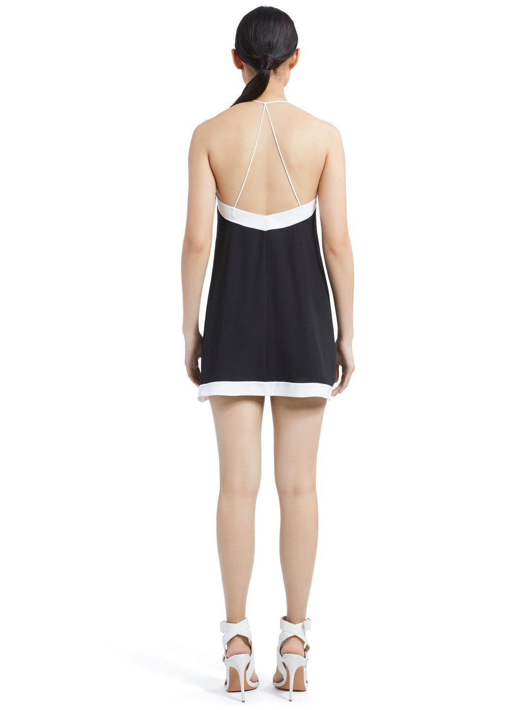 Alice + Olivia - Alexi Halter Swing Dress Black/Off White Alice + Olivia - Alexi Halter Swing Dress Black/Off White