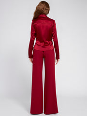 ALICE + OLIVIA - Aurora Dropshawl Collar Rollcuff Wrap Top Bordeaux