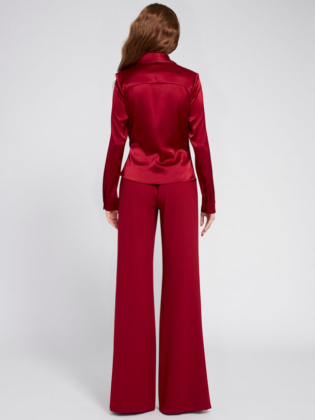 ALICE + OLIVIA - Aurora Dropshawl Collar Rollcuff Wrap Top Bordeaux