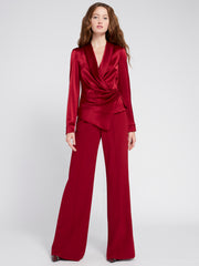 ALICE + OLIVIA - Aurora Dropshawl Collar Rollcuff Wrap Top Bordeaux