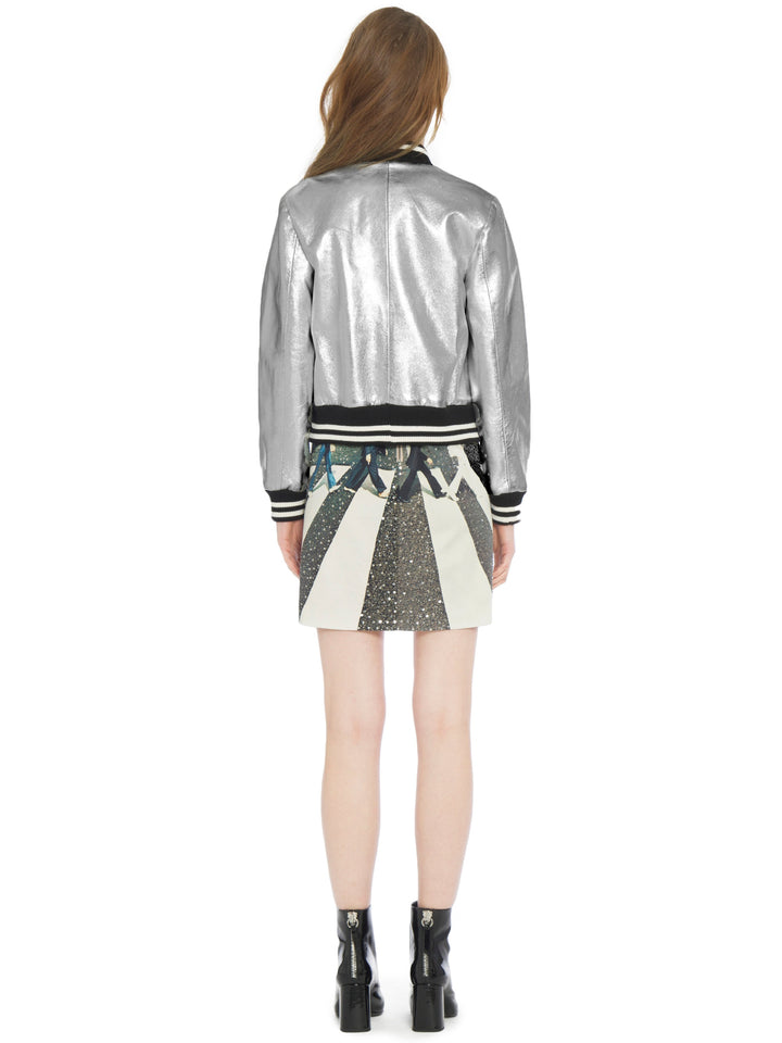 Alice + Olivia - Demia Leather Crop Bomber Jacket