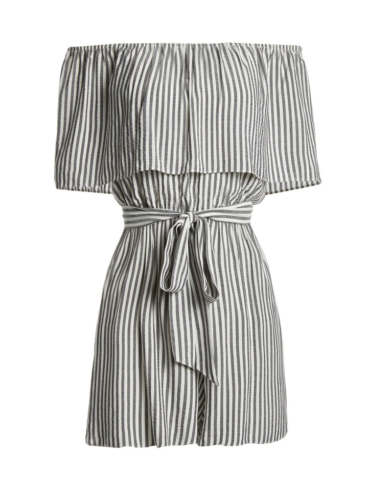 Alice + Olivia - Dory Off Shoulder Ruffle Romper Tie Belt