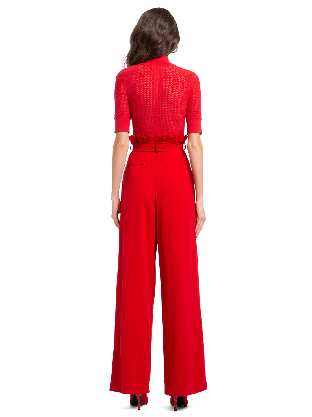 Alice + Olivia- Farrel Paper Bag Pleated Pants in Cherry