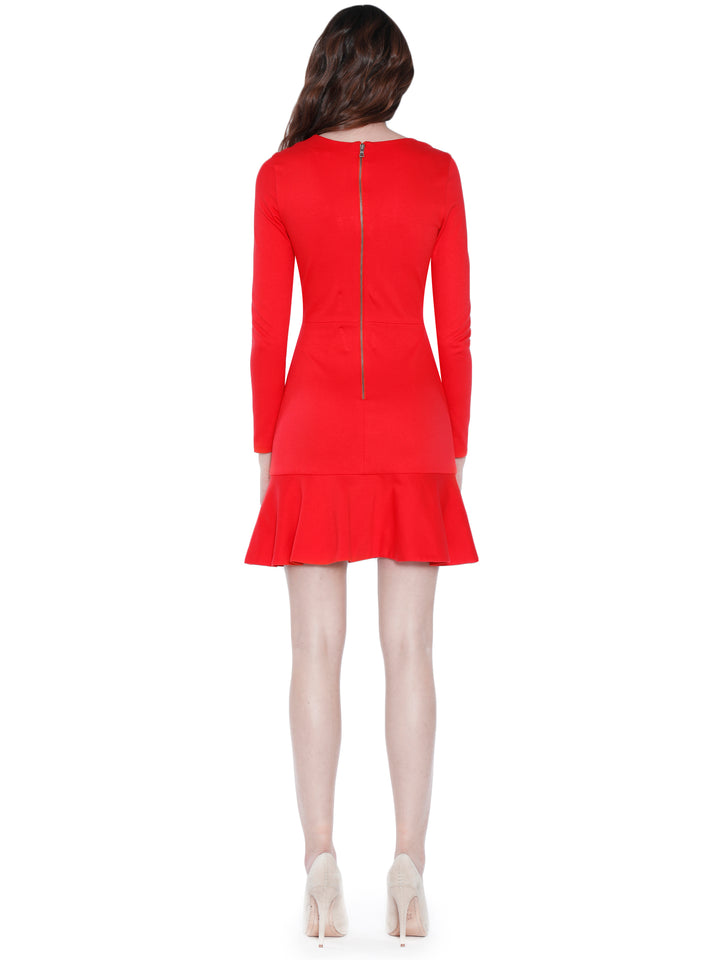 Alice + Olivia- Francine Vneck Fit and Flare Dress