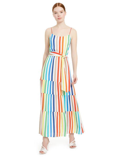 Alice + Olivia - Janan Spaghetti Strap Midi Peasant Dress Rainbow
