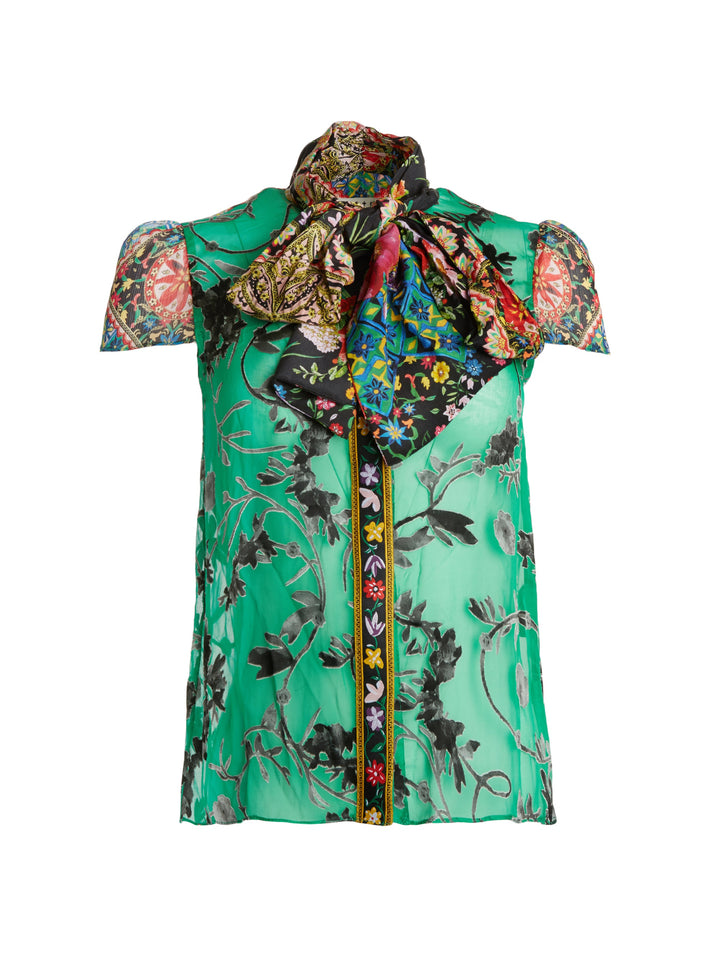 ALICE + OLIVIA - Jeannie Bow Cap Sleeve Buttondown