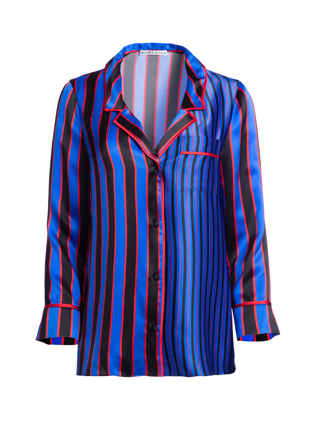 ALICE + OLIVIA - Keir Piped Pajama Top Tricolor Pinstripe