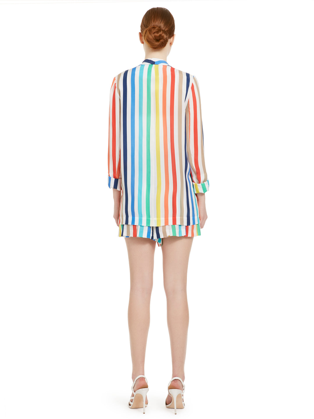 Alice & Olivia - Kylie Easy Shawl Collar Jacket Rainbow Stripe