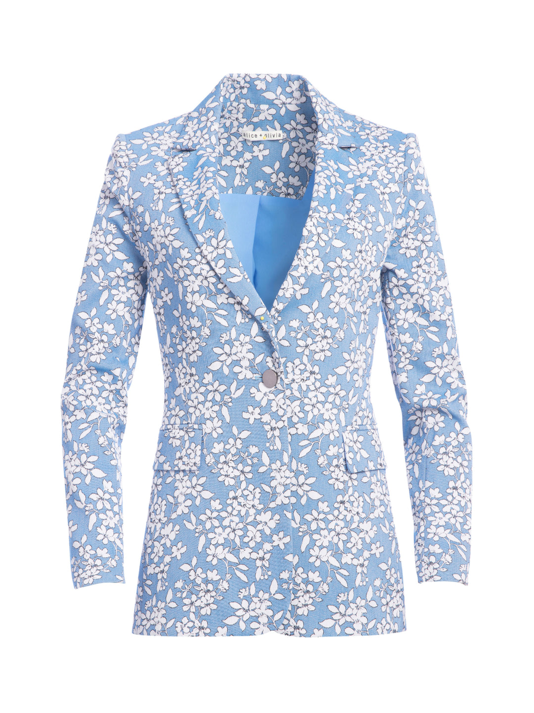 ALICE + OLIVIA - Macey Printed Notch Collar Blazer in Cornflower/White
