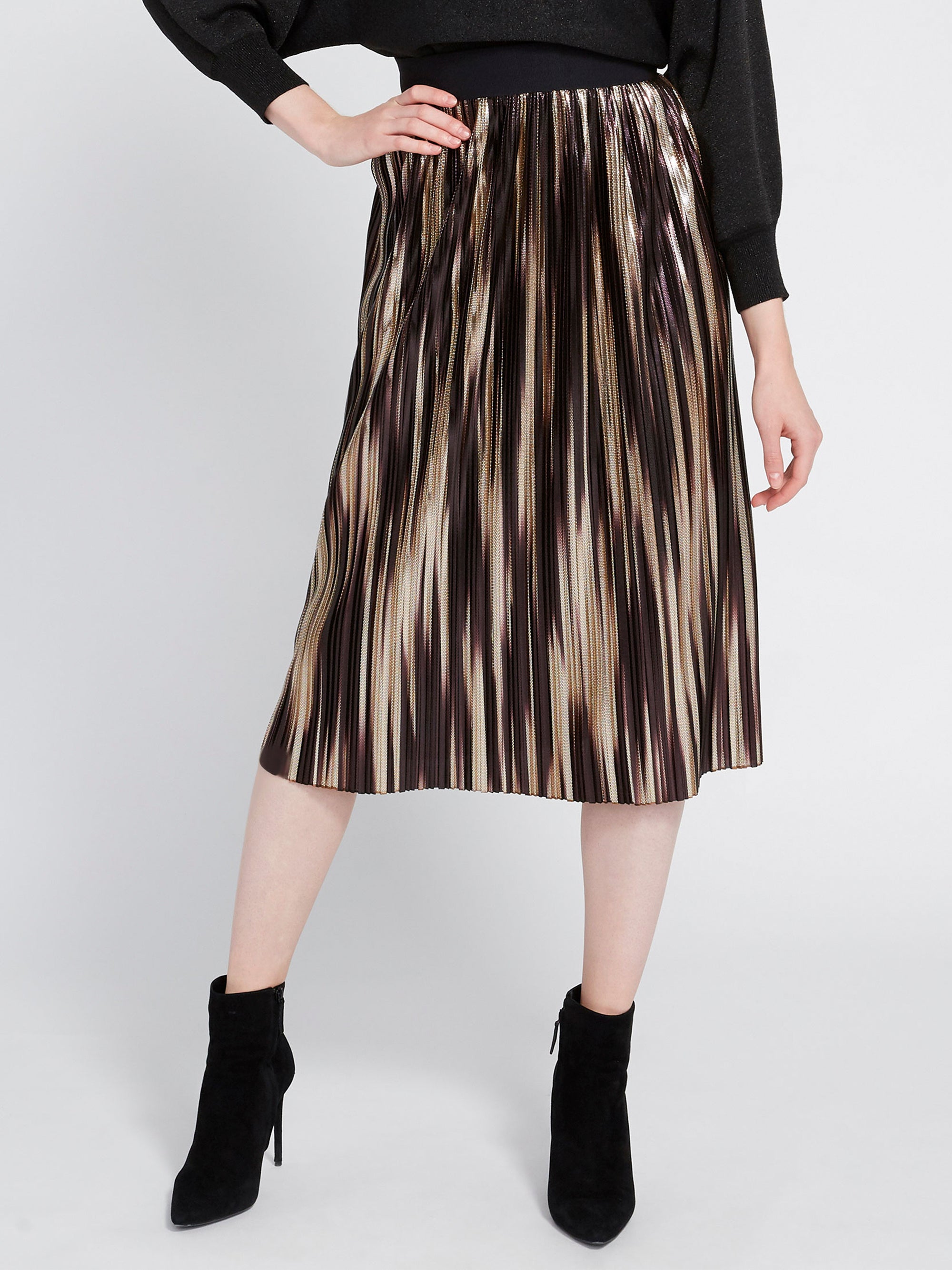 Alice and olivia clearance gold pleated skirt