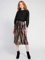 ALICE + OLIVIA- Mikaela Midlength Pleated Skirt Gold Multi
