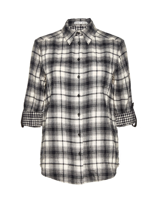 Alice + Olivia Piper Button Down Cream/Black at Blond Genius - 2