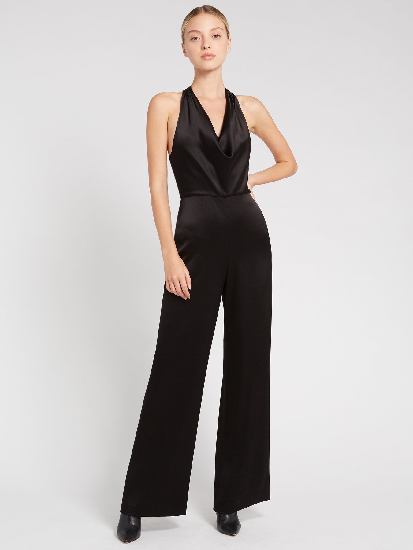 Alice Olivia Salem Cowled Halter Jumpsuit Black Blond Genius