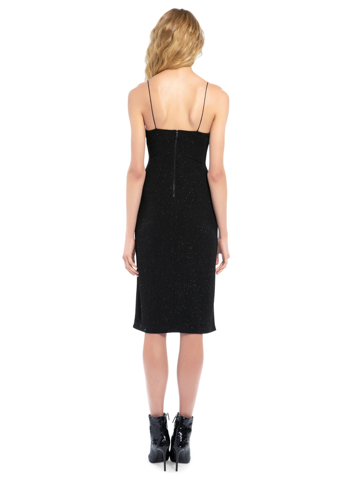 Aice + Olivia - Stila Fitted Side Slit Midi Dress