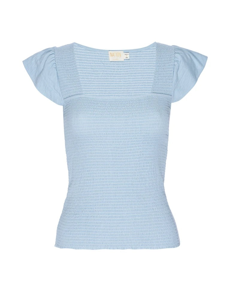 Nation LTD - Alicia Smocked Ruffle Tank in Glass Slipper