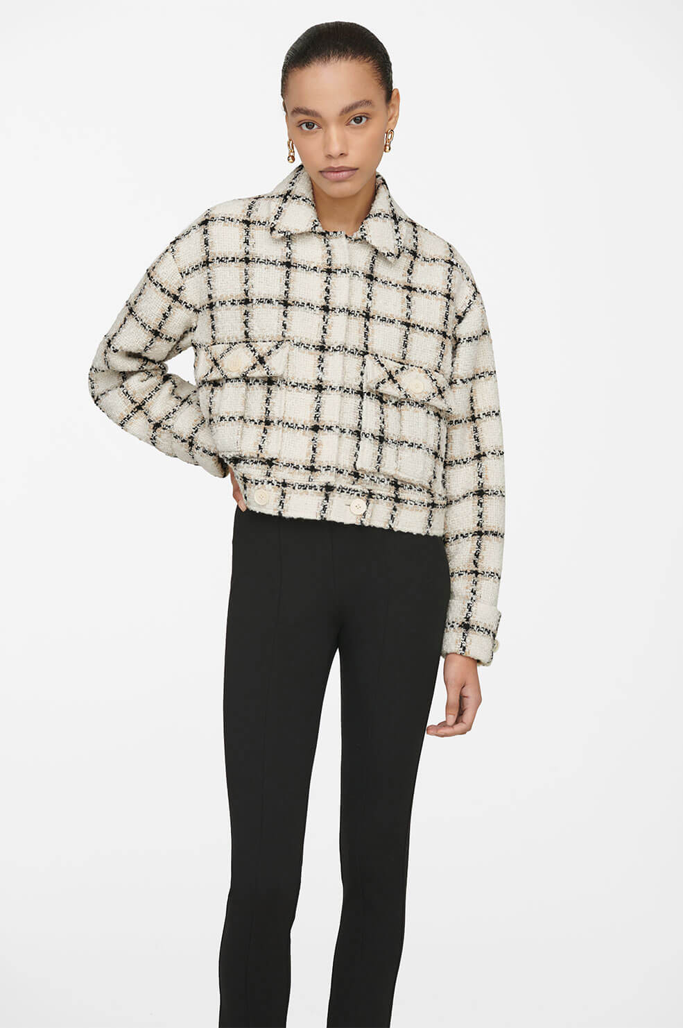 Anine Bing - Adriana Jacket in Beige Plaid Jacket