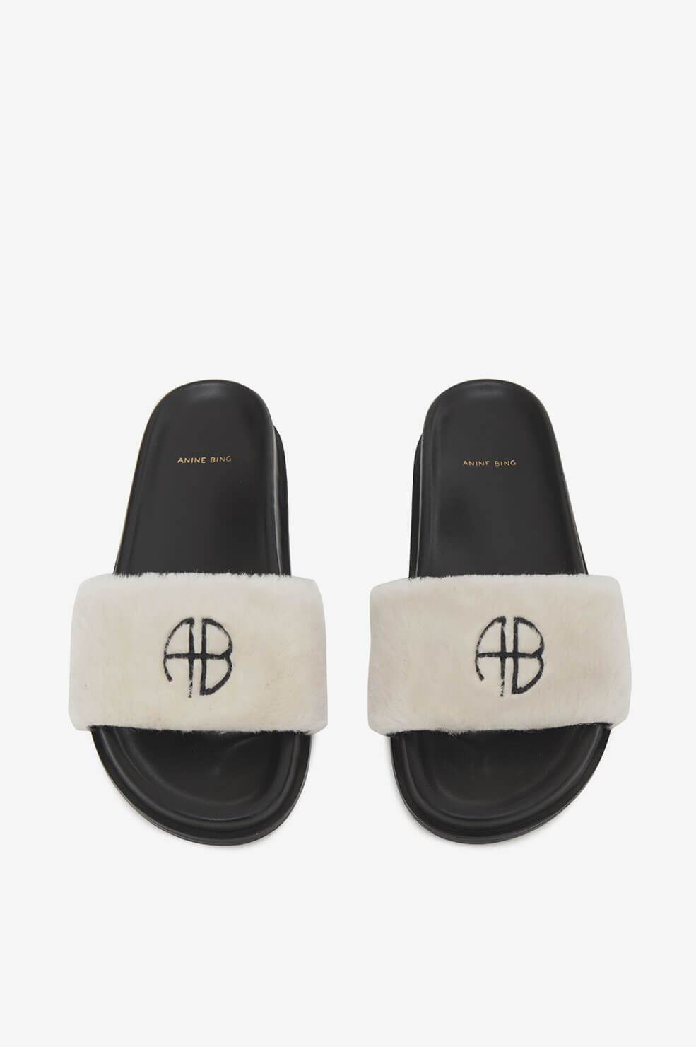 Anine Bing - Britt Slides in Cream Shoes