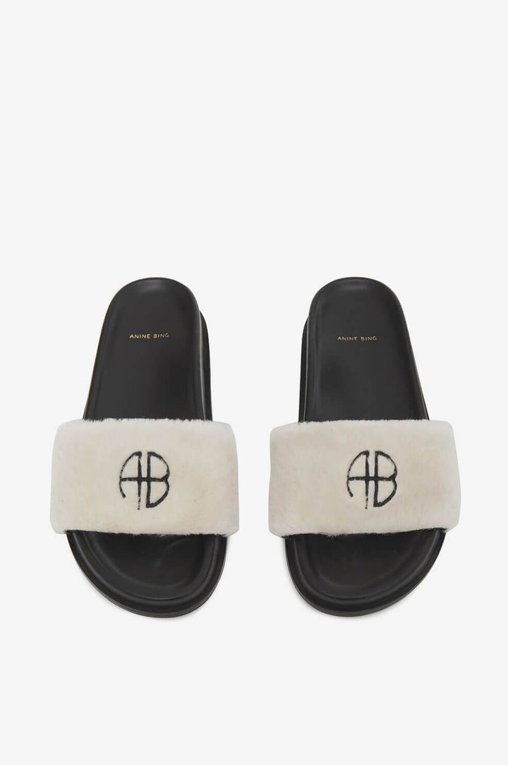 Anine Bing - Britt Slides in Cream Shoes