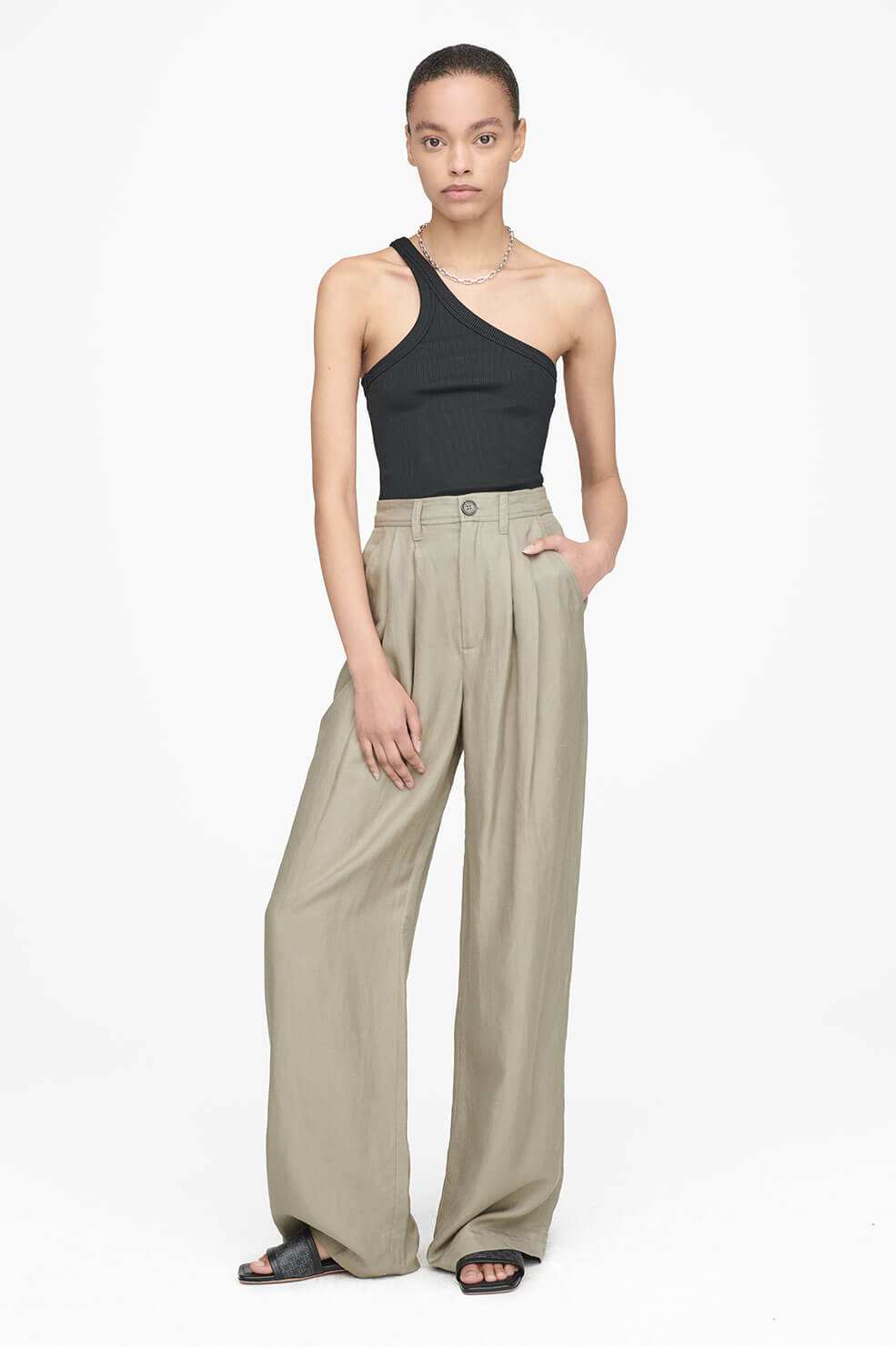 Anine Bing - Carrie Pant in Green Khaki Pants