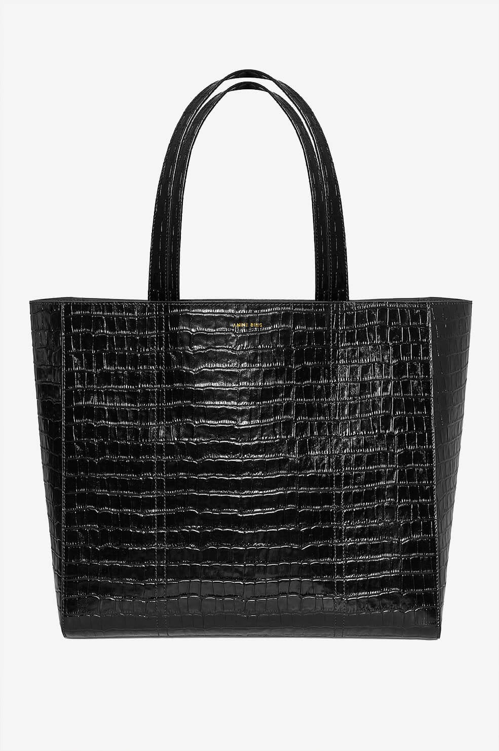 Anine Bing - Croco Tote in Black Accessories